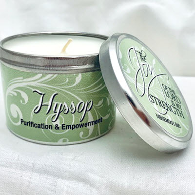 Candle: Hyssop Scripture Tin - Abba Oils Ltd